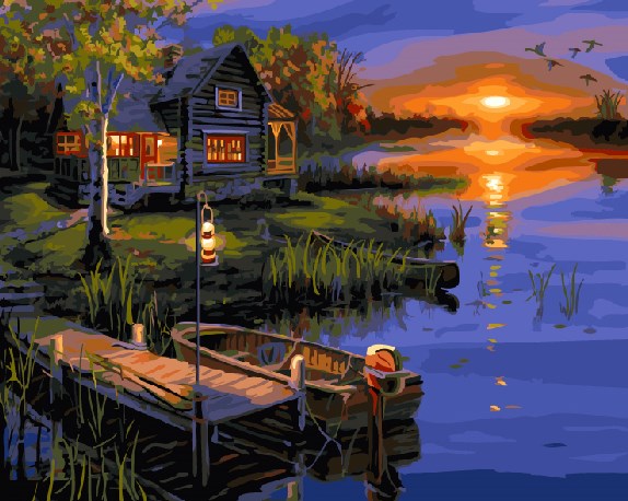 Картина по номерам Вечер на озере 