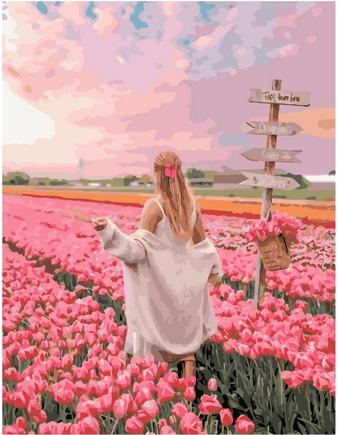Картина по номерам Прогулка по полю тюльпанов