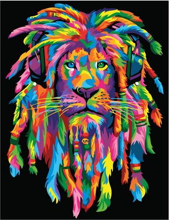 Картина по номерам Стильный радужный лев