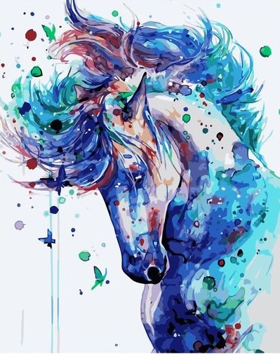 Картина по номерам Голубая лошадь