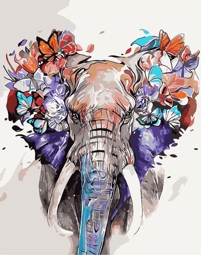Картина по номерам Слон и бабочки