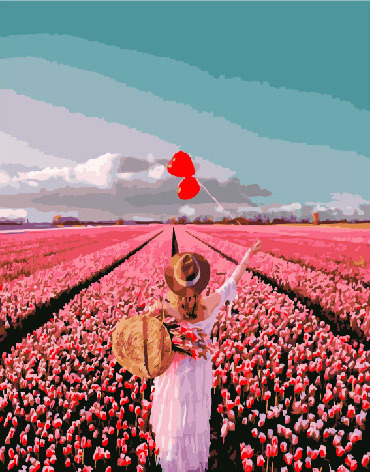 Картина по номерам Солнечное поле тюльпанов