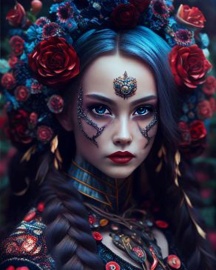 Алмазная мозаика Девушка с синими волосами